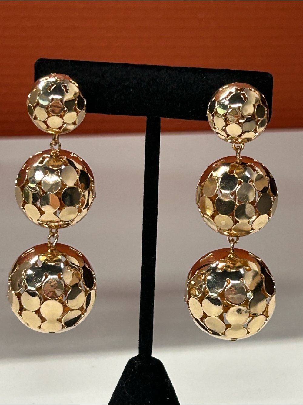 Gold Triple Disc Drop Earrings - Women's Fashion Jewelry